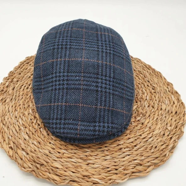 Lacivert Renk Çizgili Klasik Erkek Kasket - 12