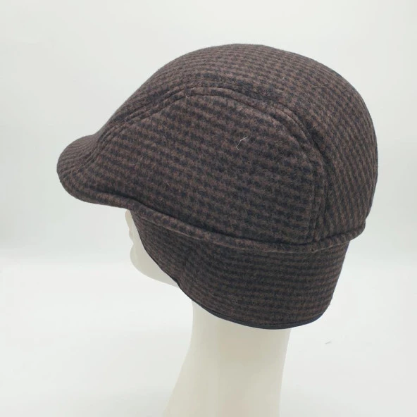 Kulaklı Ördek Kasket Kahve Renk Nokta Desenli - 6