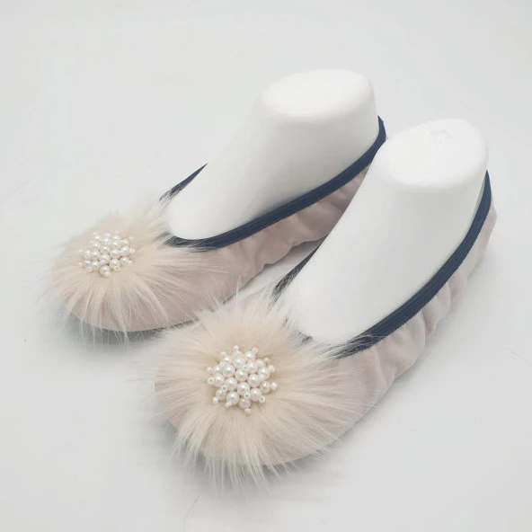 Kirpi Taşlı Ev Babeti Ve Patik Krem renk - 8