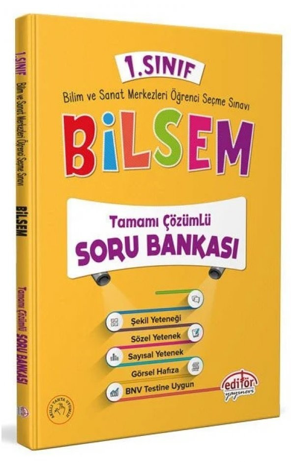 Editör Yayınları 1. Sınıf Bilsem Tamamı Çözümlü Soru Bankası 2023