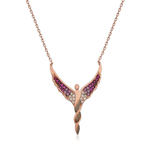 925 Ayar Gümüş Kanatlı Melek Kadın Gümüş Kolye ürün görseli 1