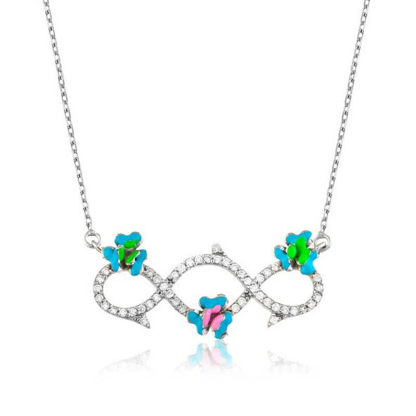 925 Ayar Gümüş Çiçekli Sonsuzluk Kadın Gümüş Kolye ürün görseli 1