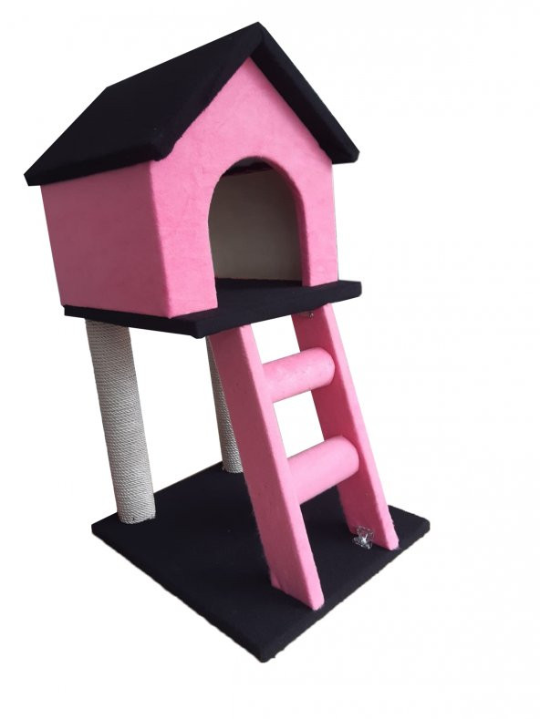 Pembe Kedi Evi Tırmalama Tahtalı