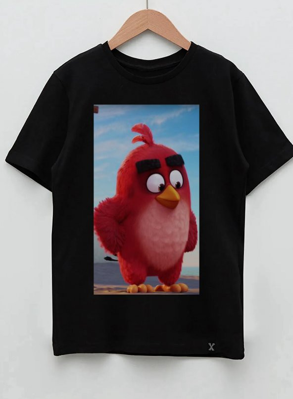 Angry Birds Çizgi Film Tasarım Baskılı Unisex Çocuk Tişört - 1