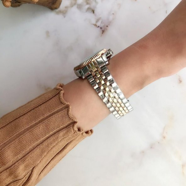 Roma Rakam Kasa Detaylı Gümüş Rose Altın Kadın Kol Saati - 3