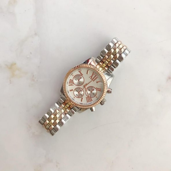 Roma Rakam Kasa Detaylı Gümüş Rose Altın Kadın Kol Saati - 4