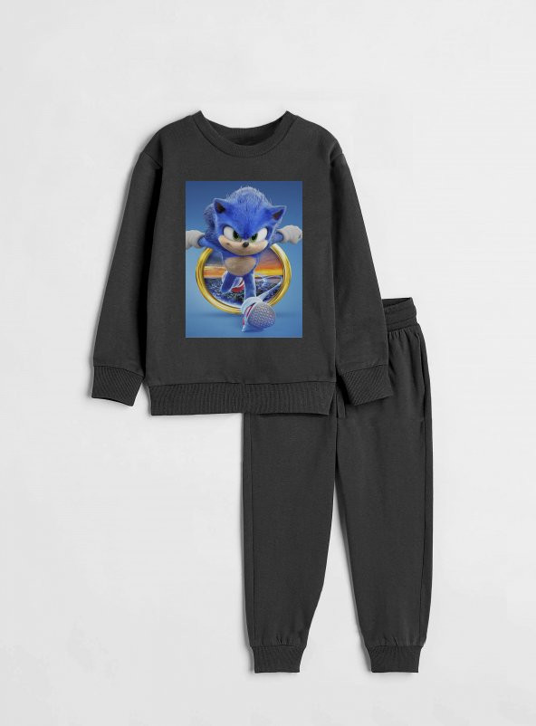 Sonic 1 Tasarım Baskılı Unisex Çocuk  Alt Üst Takım