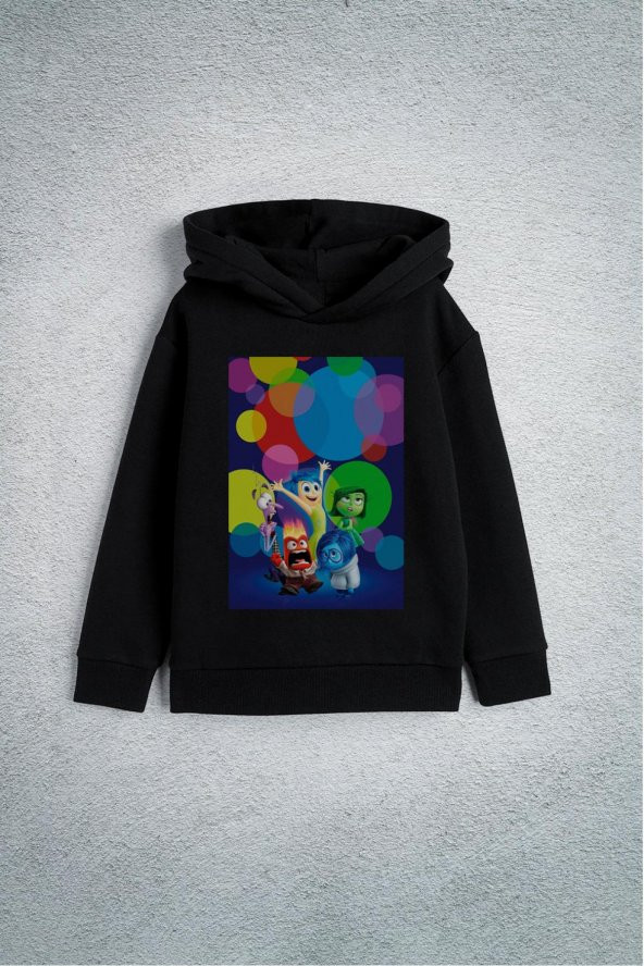 Ters Yüz Film Özel Tasarım Baskılı Çocuk Kapşonlu Sweatshirt Hoodie