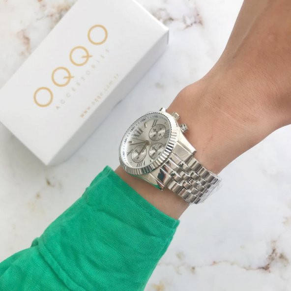 Roma Rakam Kasa Detaylı Beyaz Kadran Gümüş Kadın Kol Saati - Resim 2