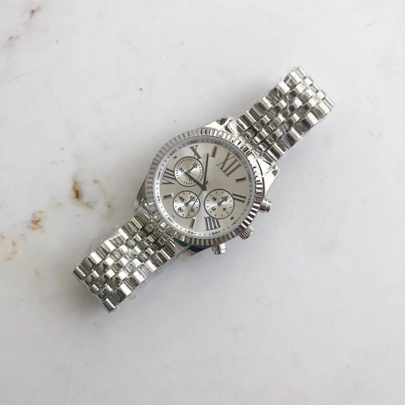 Roma Rakam Kasa Detaylı Beyaz Kadran Gümüş Kadın Kol Saati - Resim 4