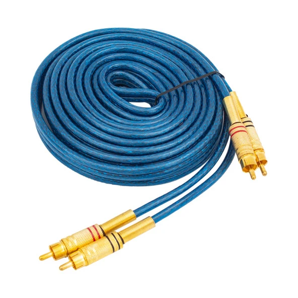 ElectroNaz 2 RCA + 2 RCA 4.5 METRE MAVİ OTO ANFİ ARA KABLO POWERMASTER