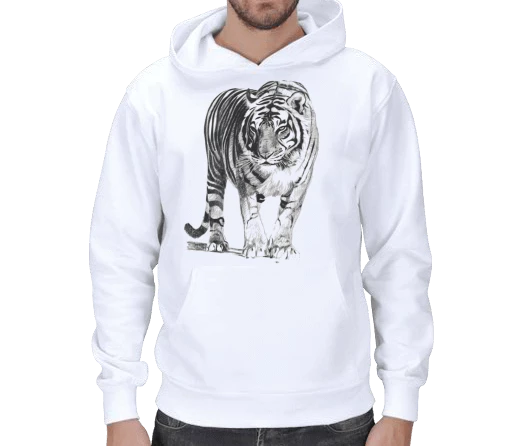 Tiger Kapşonlu Kışlık Sweatshirt Erkek Kapşonlu