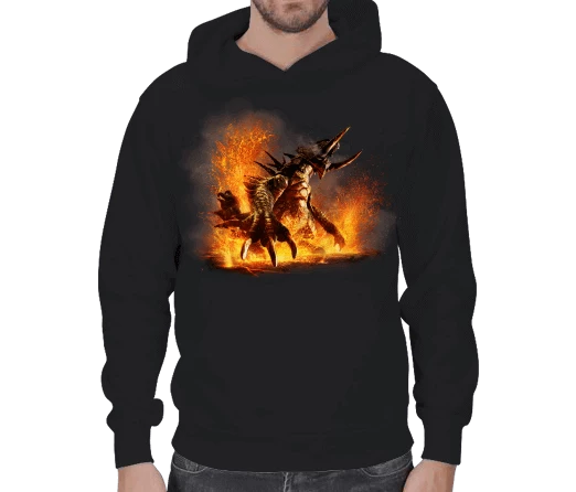 Dragon Temalı Kapşonlu Kışlık Sweatshirt Erkek Kapşonlu