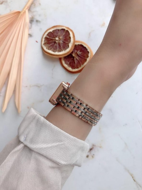 Minimal Kare Rose Kasa Rose Gümüş Kordon Kadın Kol Saati - 4