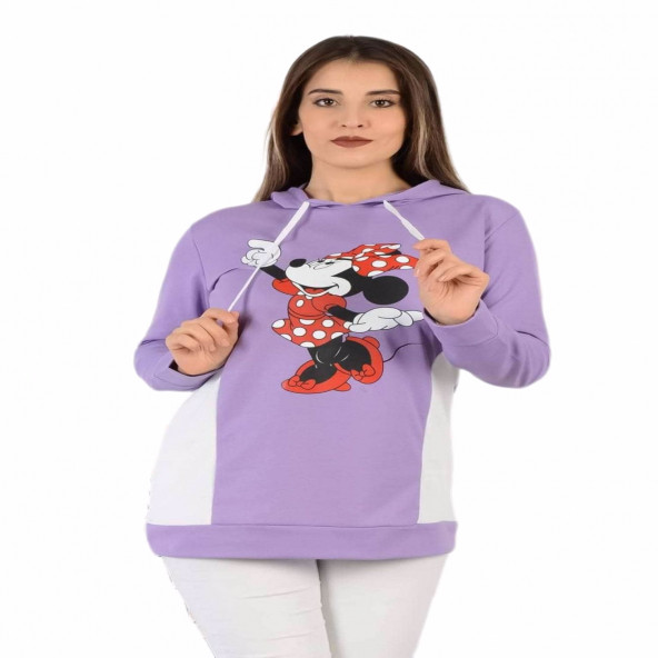 zirvegiyim Bayan Kapüşonlu Baskılı Sweatshirt