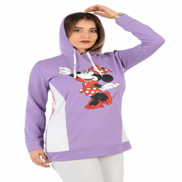 zirvegiyim Bayan Kapüşonlu Baskılı Sweatshirt - 2
