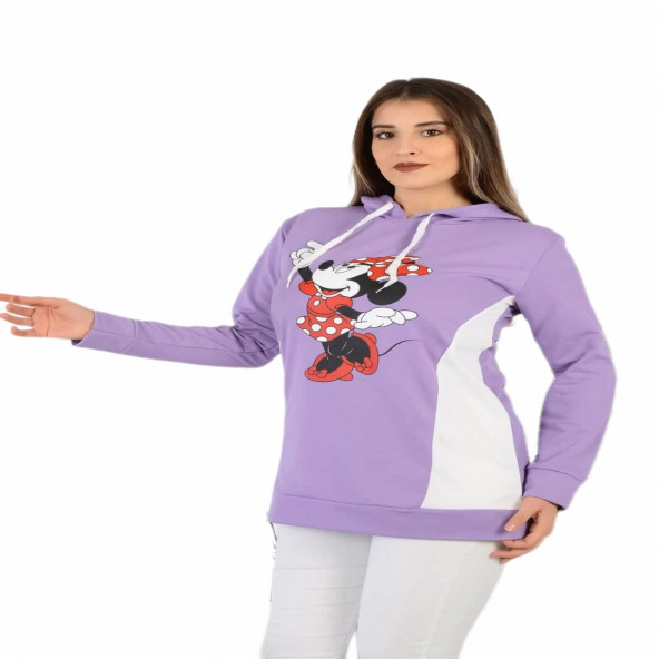 zirvegiyim Bayan Kapüşonlu Baskılı Sweatshirt - 3