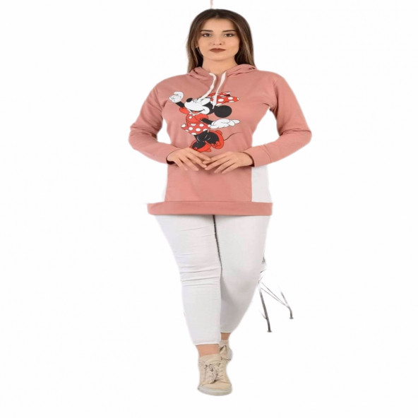 zirvegiyim Bayan Kapüşonlu Baskılı Sweatshirt - 4