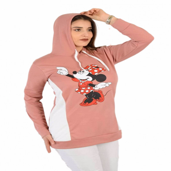 zirvegiyim Bayan Kapüşonlu Baskılı Sweatshirt - 5
