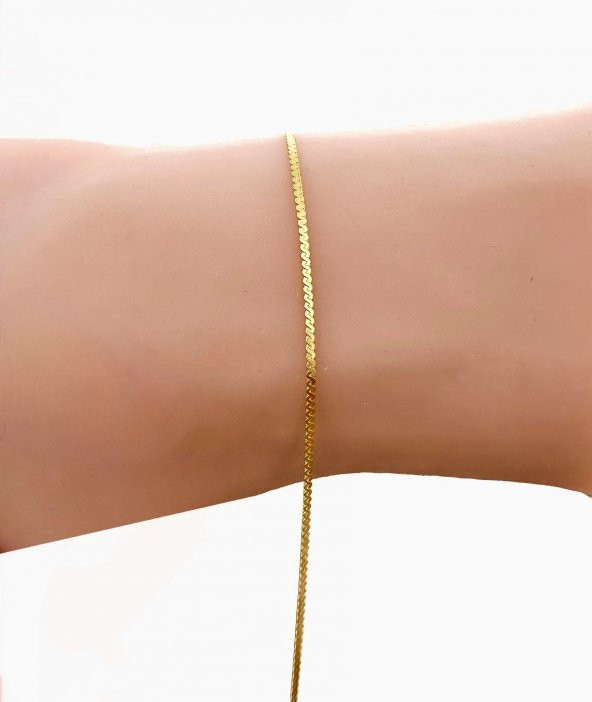 Gümüş altın yaldızlı örgü modeli italyan zincir bileklik ürün görseli