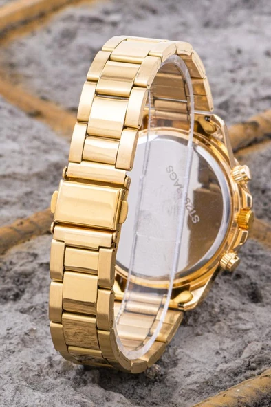 Yeni Sezon Gold Renk Şık Premium Erkek Çelik Kol Saati Çelik Kordon ST-304204 - Resim 2