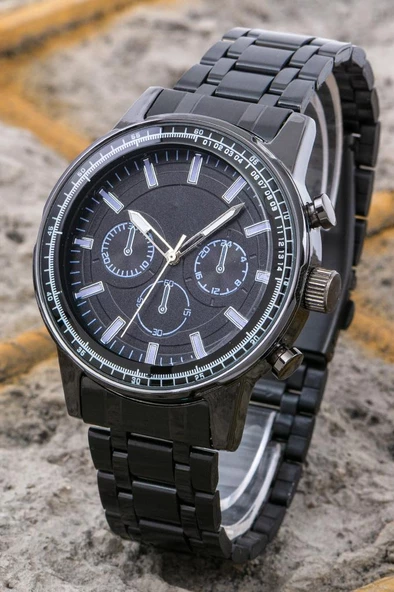 Özel Seri Capella Erkek Kol Saati Siyah Çelik Kordon Choronograf ST-304205 - 3