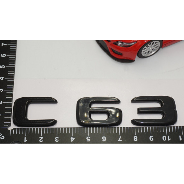 C 63 Bagaj Parlak Siyah ABS 3M 3D Yazı Logo - 5