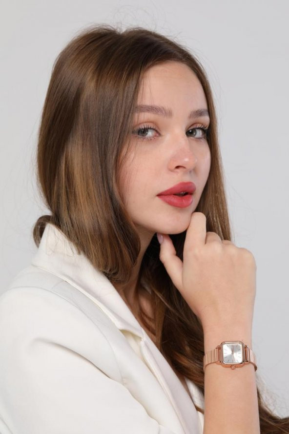 Minimal Kare Rose Gümüş Kadın Kol Saati - Resim 2