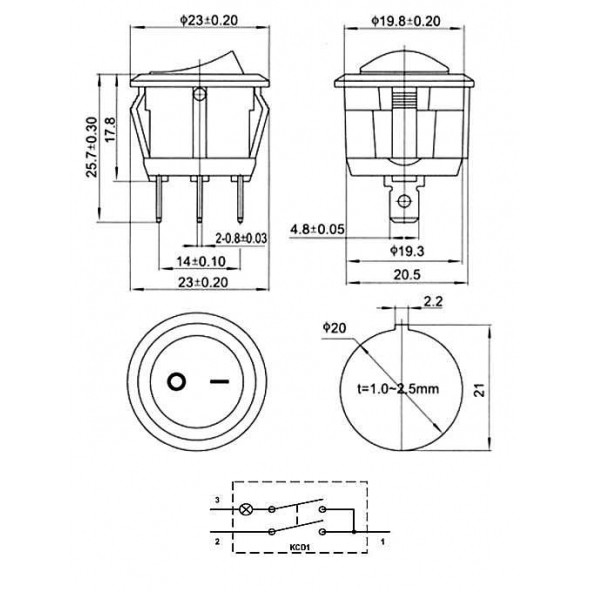 Yuvarlak Işıklı Anahtar ON-OFF 3P 12VOLT MAVİ - 4