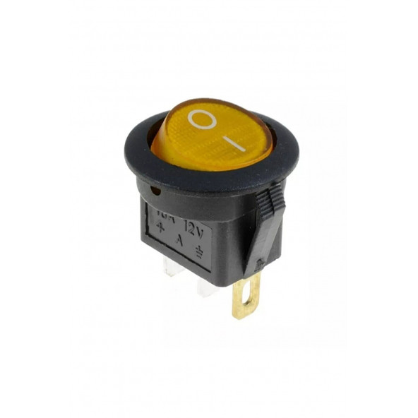 Yuvarlak Işıklı Anahtar ON-OFF 3P 12VOLT SARI
