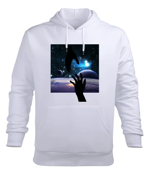 galaksi Erkek Kapüşonlu Hoodie Sweatshirt