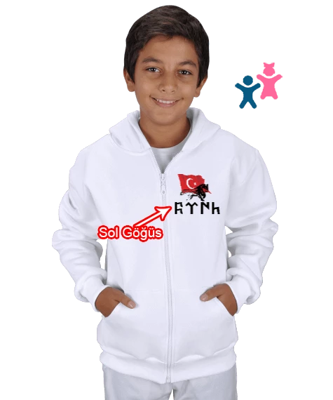 çocuk türk bayraklı Çocuk Kapüşonlu Hoodie Fermuarlı