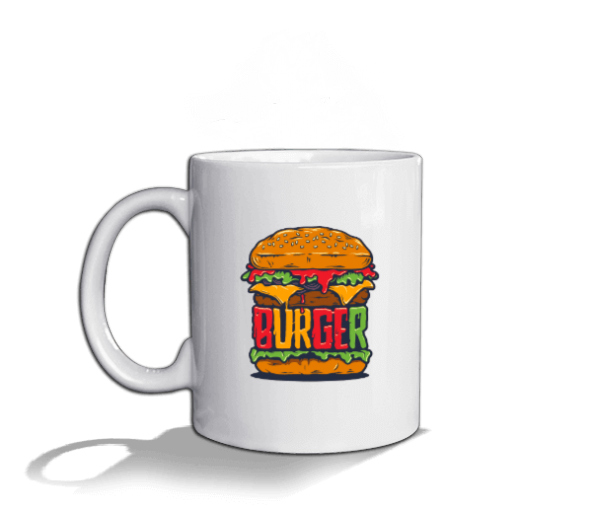 Burger tasarım  Beyaz Kupa Bardak