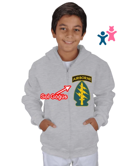 Başkent Airsoft Topluluğu Çocuk Kapüşonlu Hoodie Fermuarlı