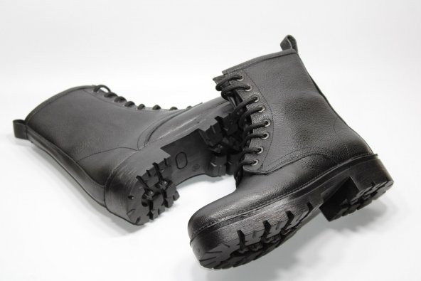 CASSO HAKİKİ DERİ KAYMAZ TABAN BAĞCIKLI FERMUARLI KADIN ORTOPEDİK SİYAH POSTAL BOT - 3