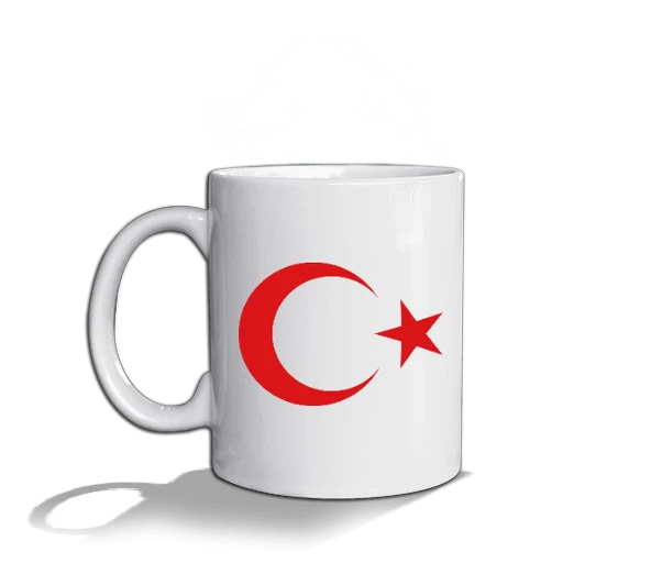 Türkiye Bayraklı  Beyaz Kupa Bardak