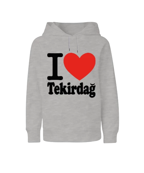 Tekirdağ seviyorum baskılı erkek  Çocuk Unisex Hoodie  Kapüşonlu