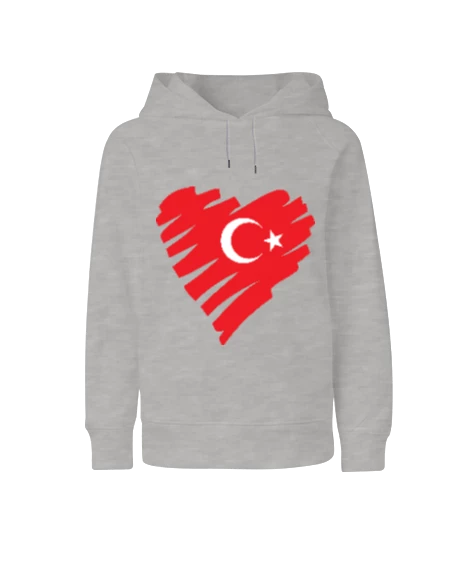 Kalp şeklinde Türkiye baskılı erkek  Çocuk Unisex Hoodie  Kapüşonlu