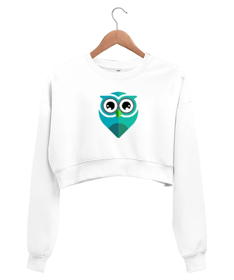 Baykuş baskılı Kadın Crop Sweatshirt