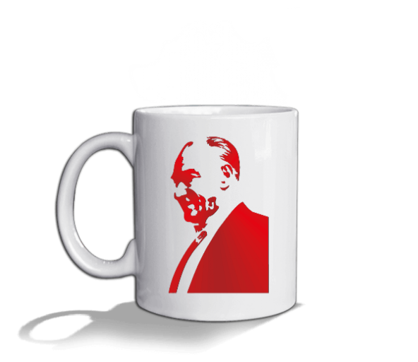 Mustafa Kemal Atatürk baskılı  Beyaz Kupa Bardak