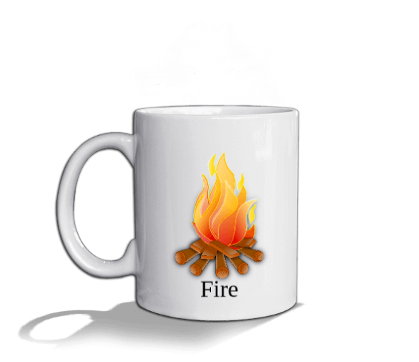 Ateş tasarımlı Beyaz Kupa Bardak