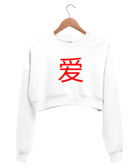 I Love You Kadın Crop Sweatshirt