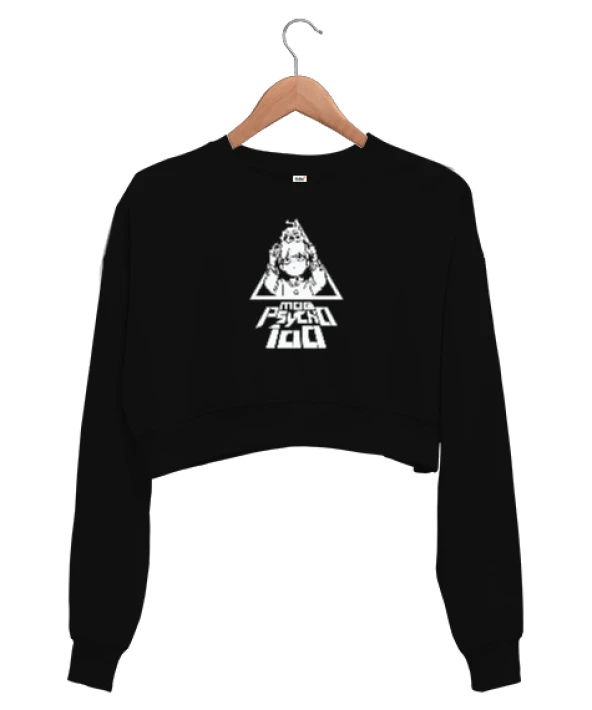 Mob Psycho 100 Anime Tasarım Baskılı Kadın Crop Sweatshirt