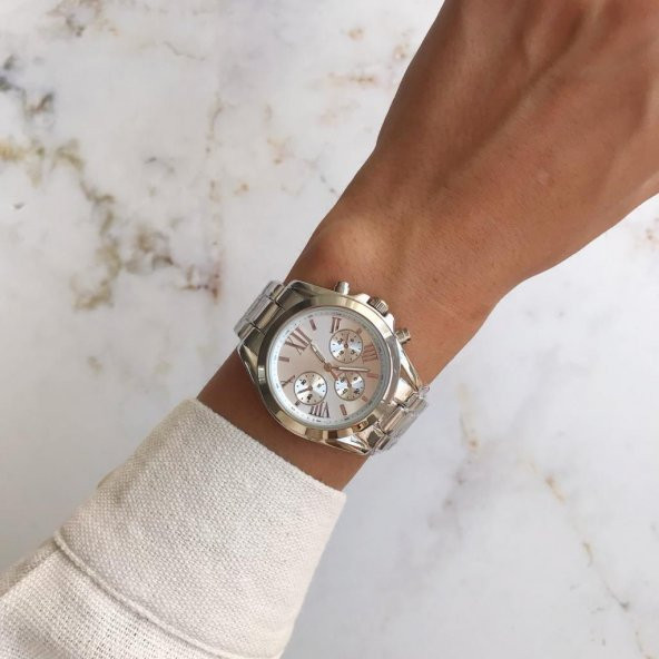 Kadran Tasarımlı Metal Full Gümüş Kadın Kol Saati - 2