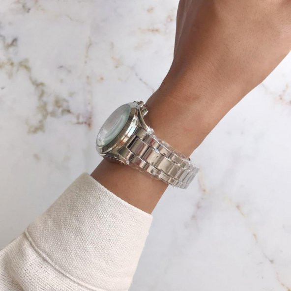 Kadran Tasarımlı Metal Full Gümüş Kadın Kol Saati - 3