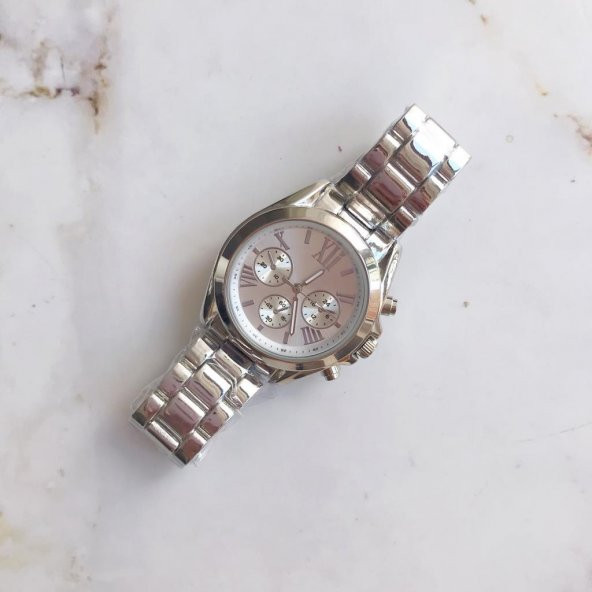 Kadran Tasarımlı Metal Full Gümüş Kadın Kol Saati - 4