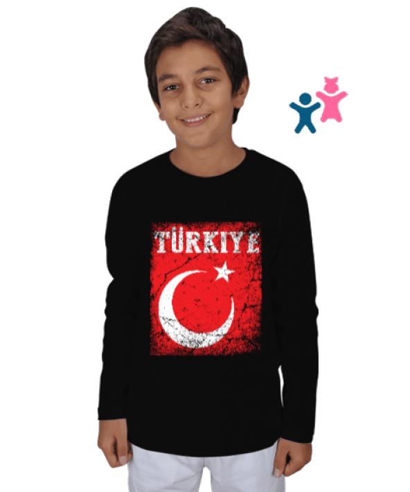 Türkiye,Türkiye bayrağı,Hilal ve yıldız. Çocuk Unisex Uzunkollu