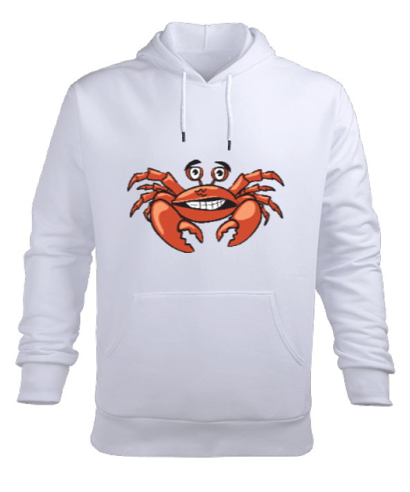 Crab desenli  Erkek Kapüşonlu Hoodie Sweatshirt