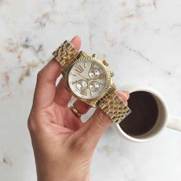 Roma Rakam Kasa Detaylı Beyaz Kadran Altın Kadın Kol Saati - 4