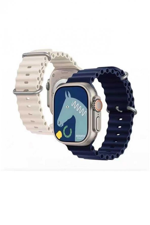 Apple Watch 7 45mm Renkli ​​​​KRD-75 Silikon Metal Tokalı Kordon